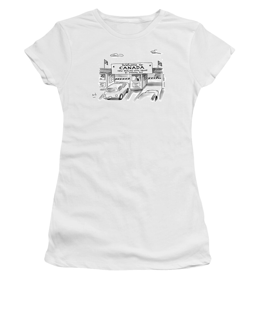 Welcome To Canada Women's T-Shirt featuring the drawing Welcome To Canada by Bob Eckstein