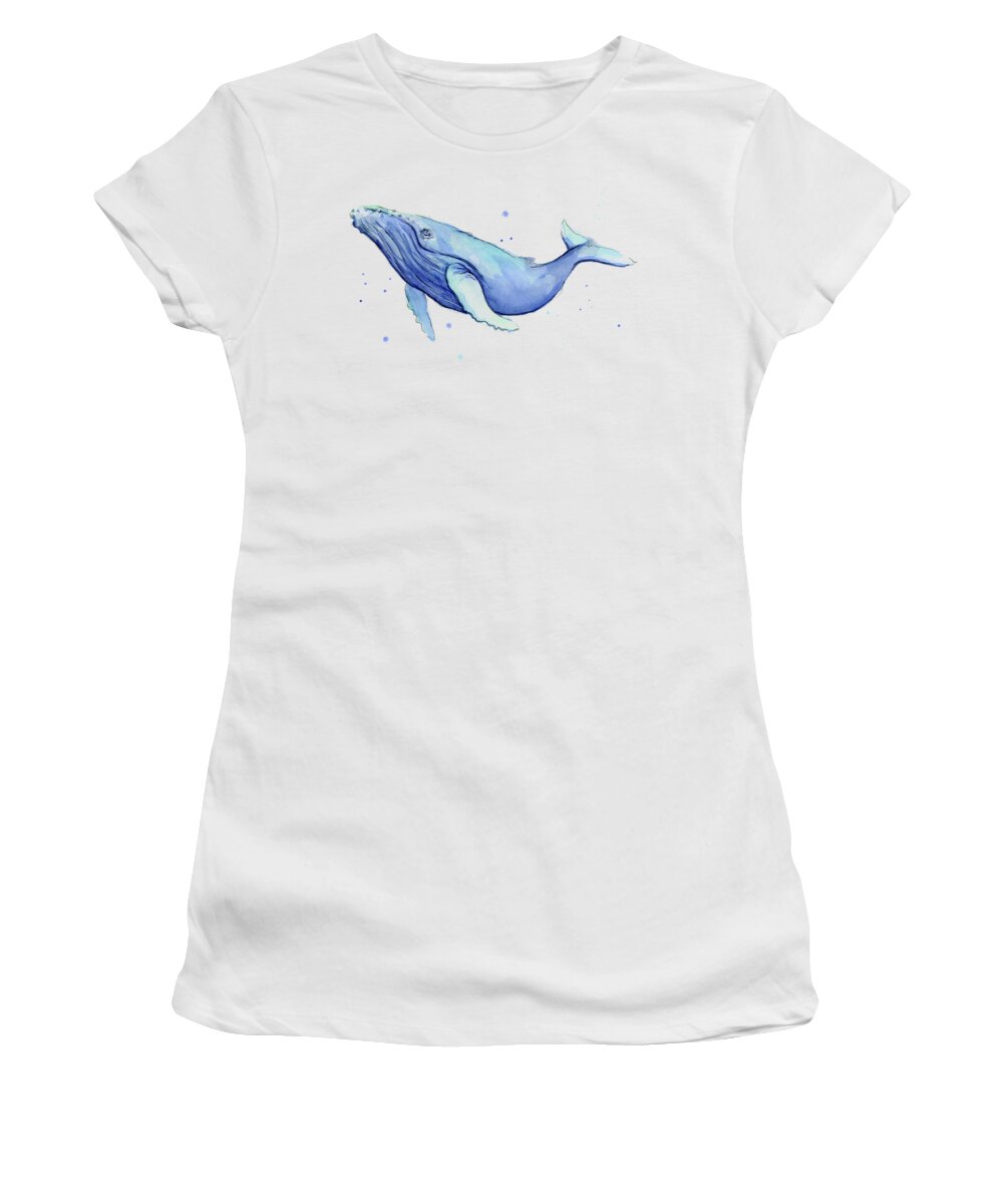 Whale Women's T-Shirt featuring the painting Whale Watercolor Humpback by Olga Shvartsur