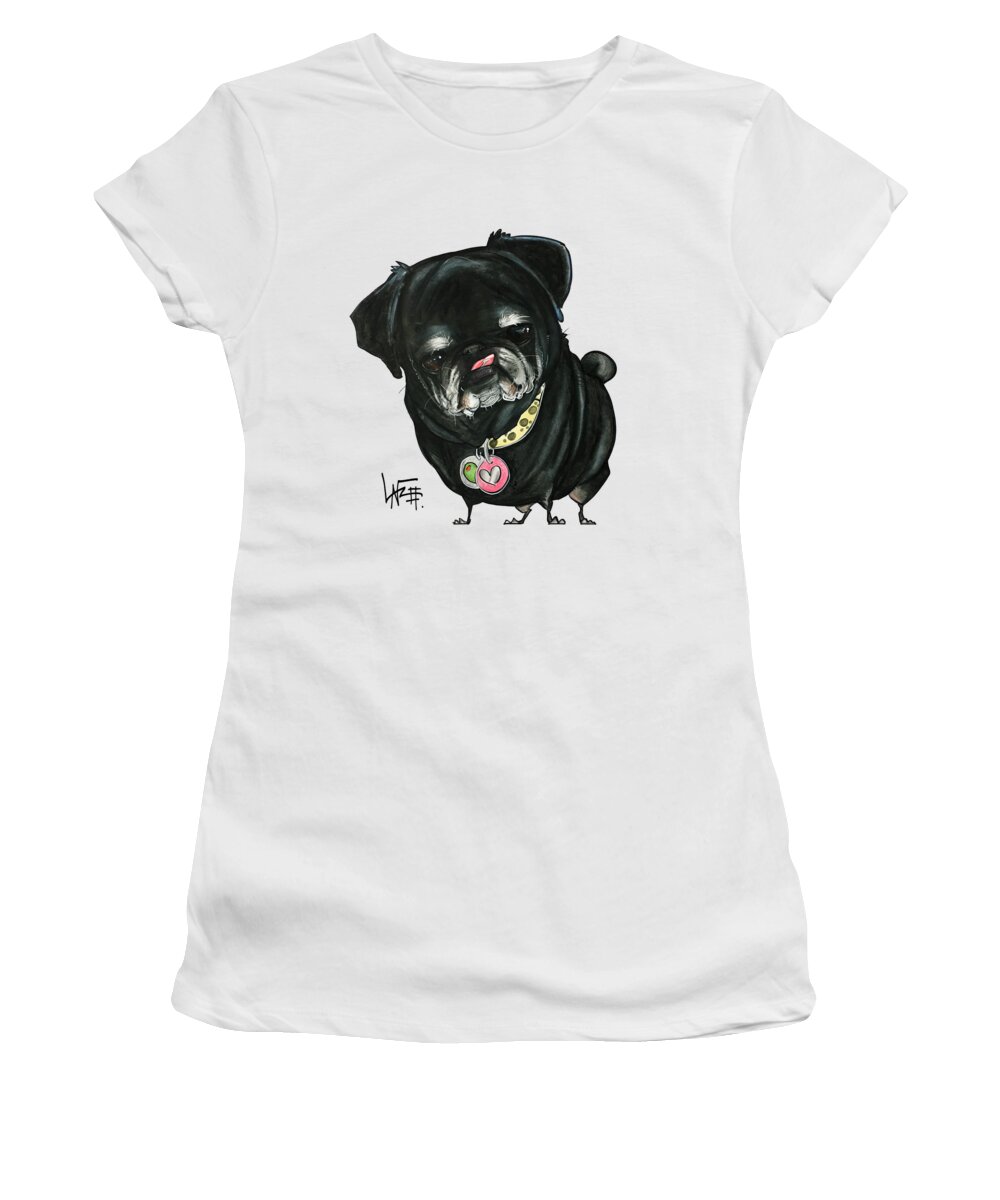 Pet Portrait Women's T-Shirt featuring the drawing Wharton 3366 by Canine Caricatures By John LaFree