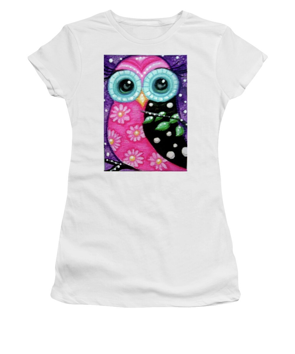 Whimsical Women's T-Shirt featuring the painting Whimsical Owl by Monica Resinger