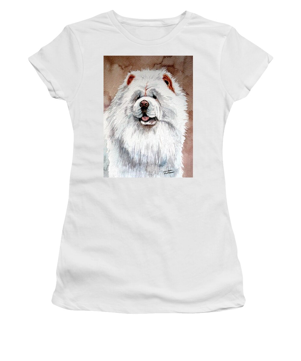 Chow Chow Women's T-Shirt featuring the painting White Chow Chow by Christopher Shellhammer