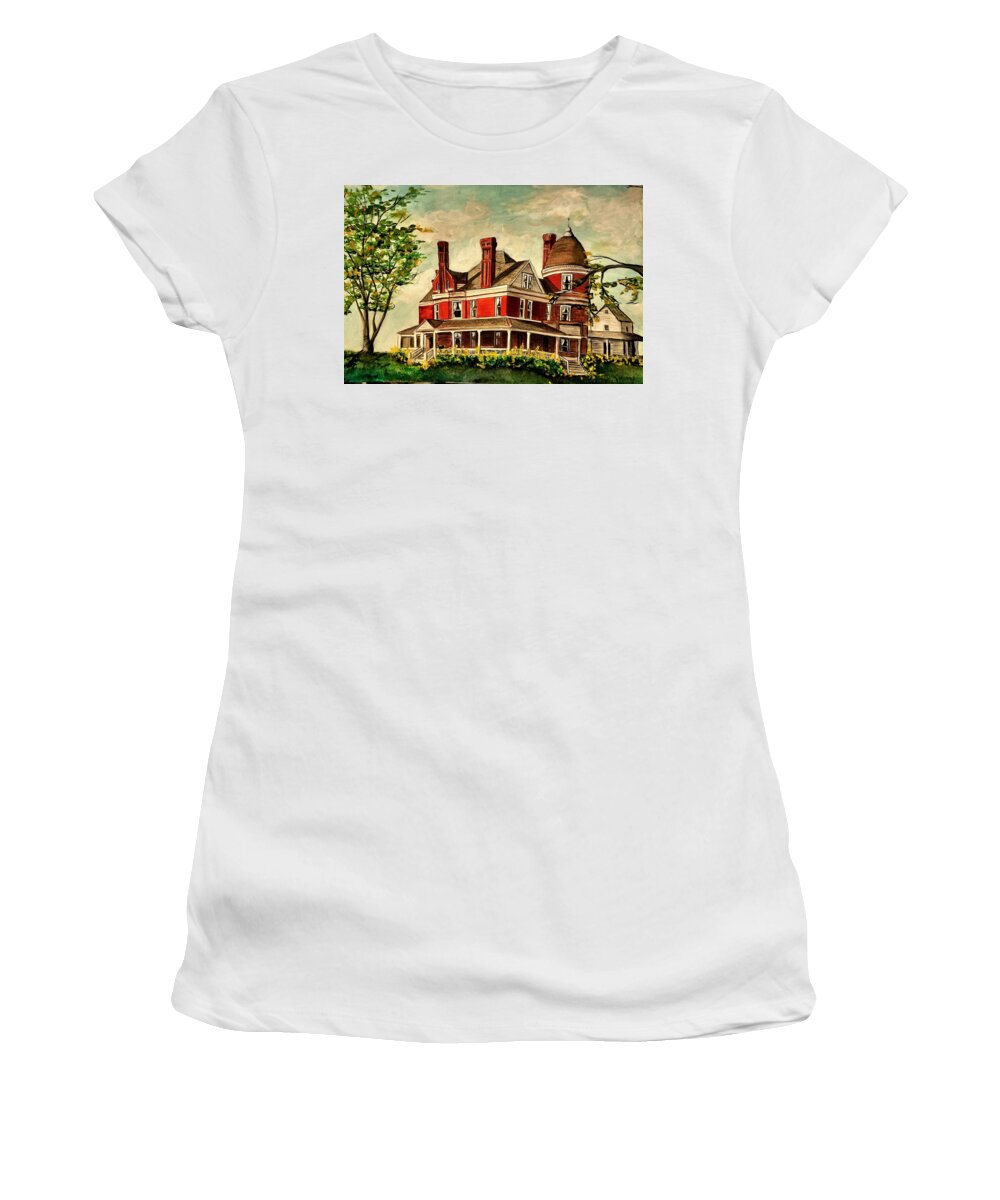 White Hall Women's T-Shirt featuring the painting White Hall by Alexandria Weaselwise Busen