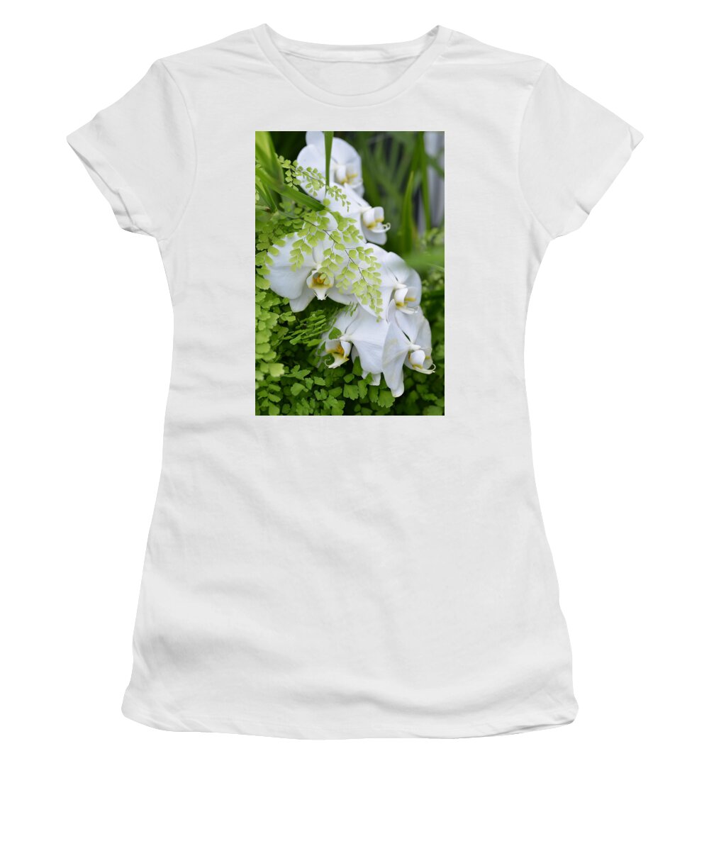 Ferns Women's T-Shirt featuring the photograph White Orchids by Ronda Broatch