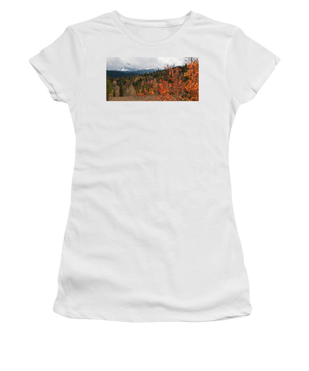 White River National Forest Women's T-Shirt featuring the photograph White River National Forest Autumn Panorama by Cascade Colors
