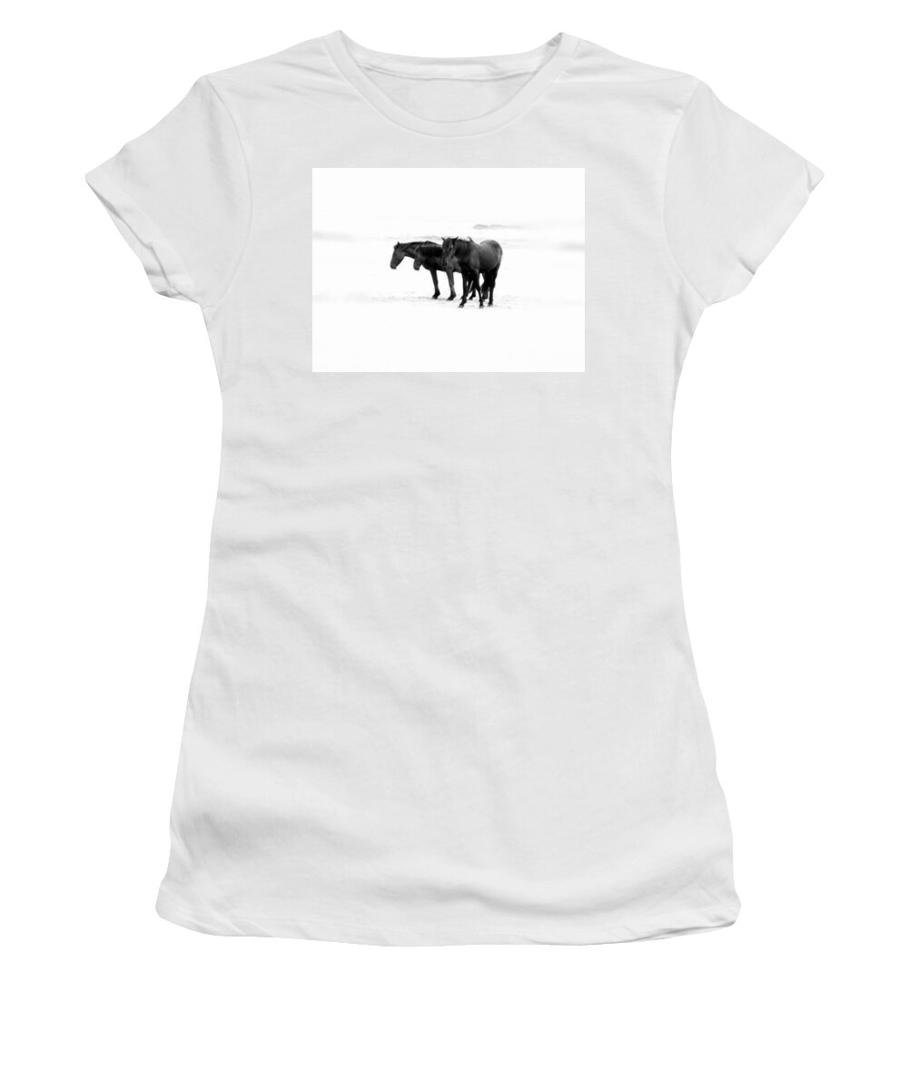 Wild Women's T-Shirt featuring the photograph Wild and Free in Black and White by Kim Galluzzo