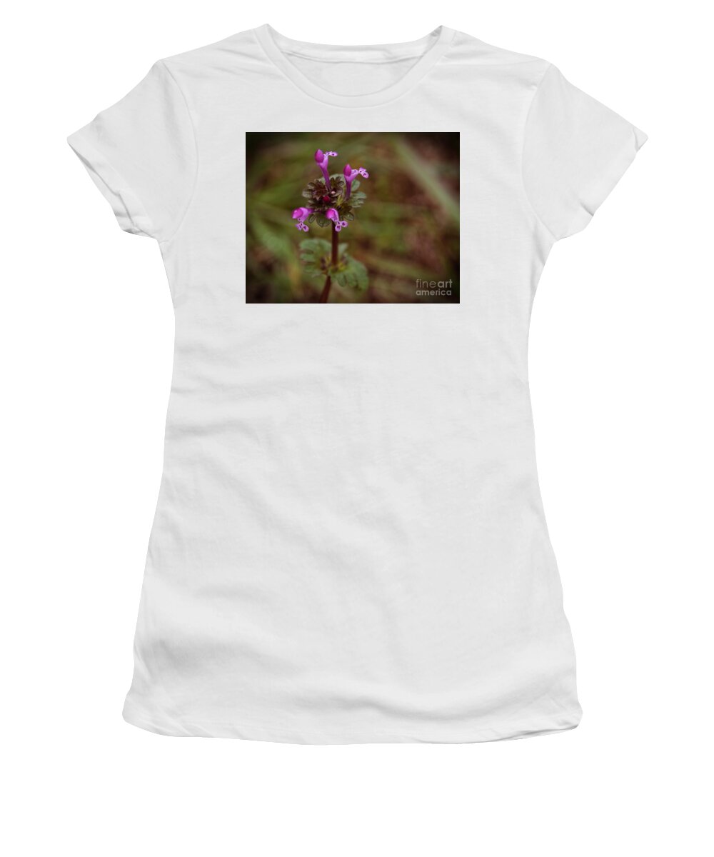 Henbit Women's T-Shirt featuring the photograph Wild Henbit flower Loganville Georgia by Adrian De Leon Art and Photography