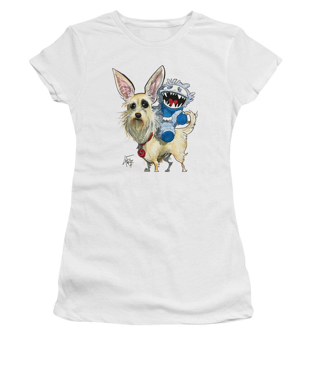 Pet Portrait Women's T-Shirt featuring the drawing Willis 3259 by Canine Caricatures By John LaFree