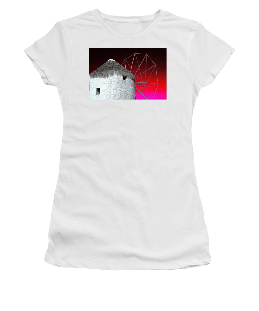 Whitewashed Women's T-Shirt featuring the photograph Wind Mill Pink by Mark J Dunn
