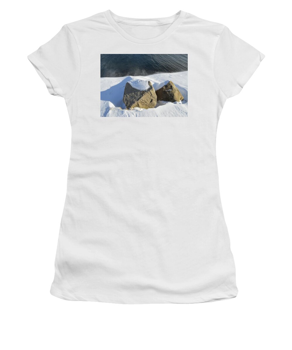 Abstract Women's T-Shirt featuring the digital art Wind Snow And Waves by Lyle Crump