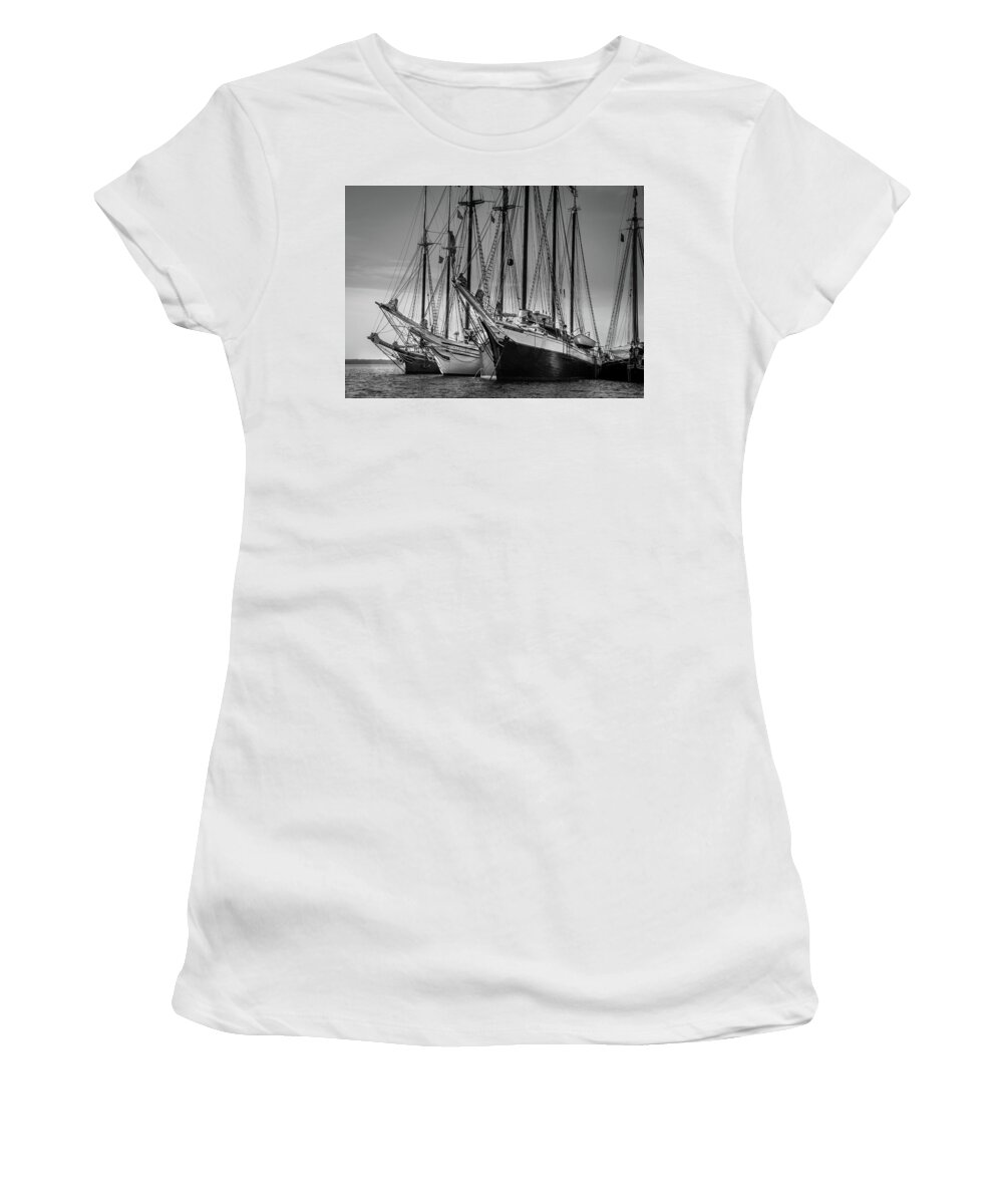 Windjammers Women's T-Shirt featuring the photograph Windjammer Fleet by Fred LeBlanc