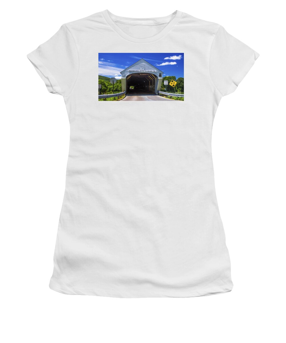 Windsor-cornish Covered Bridge Women's T-Shirt featuring the photograph Windsor - Cornish Covered Bridge by Scenic Vermont Photography
