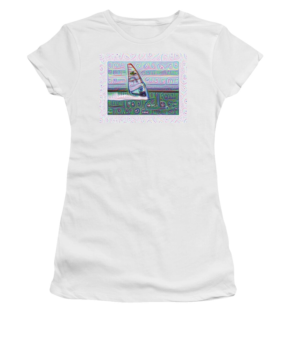 Abstract Women's T-Shirt featuring the photograph Windsurfing by Spikey Mouse Photography