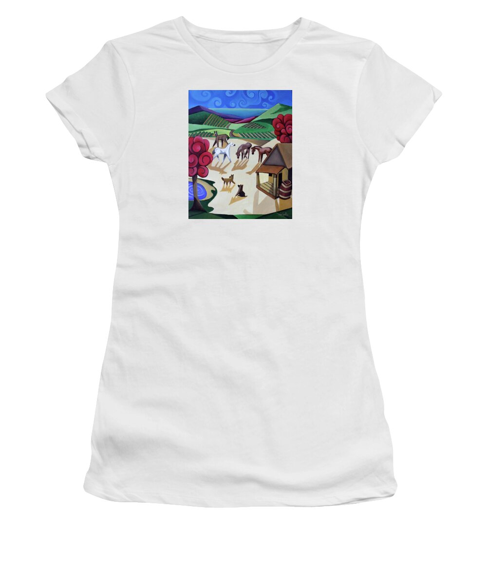 Wine Women's T-Shirt featuring the painting Wine Farm by Lance Headlee