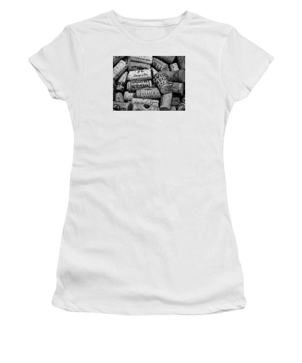 Wine Women's T-Shirt featuring the photograph Wine Lovers Black and White by David Millenheft