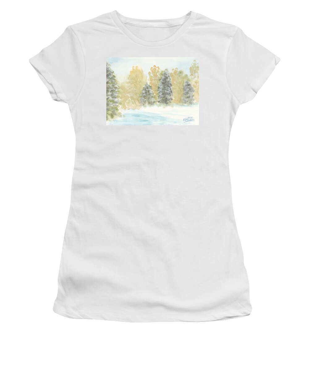 Winter Women's T-Shirt featuring the painting Winter Trees by Ken Powers