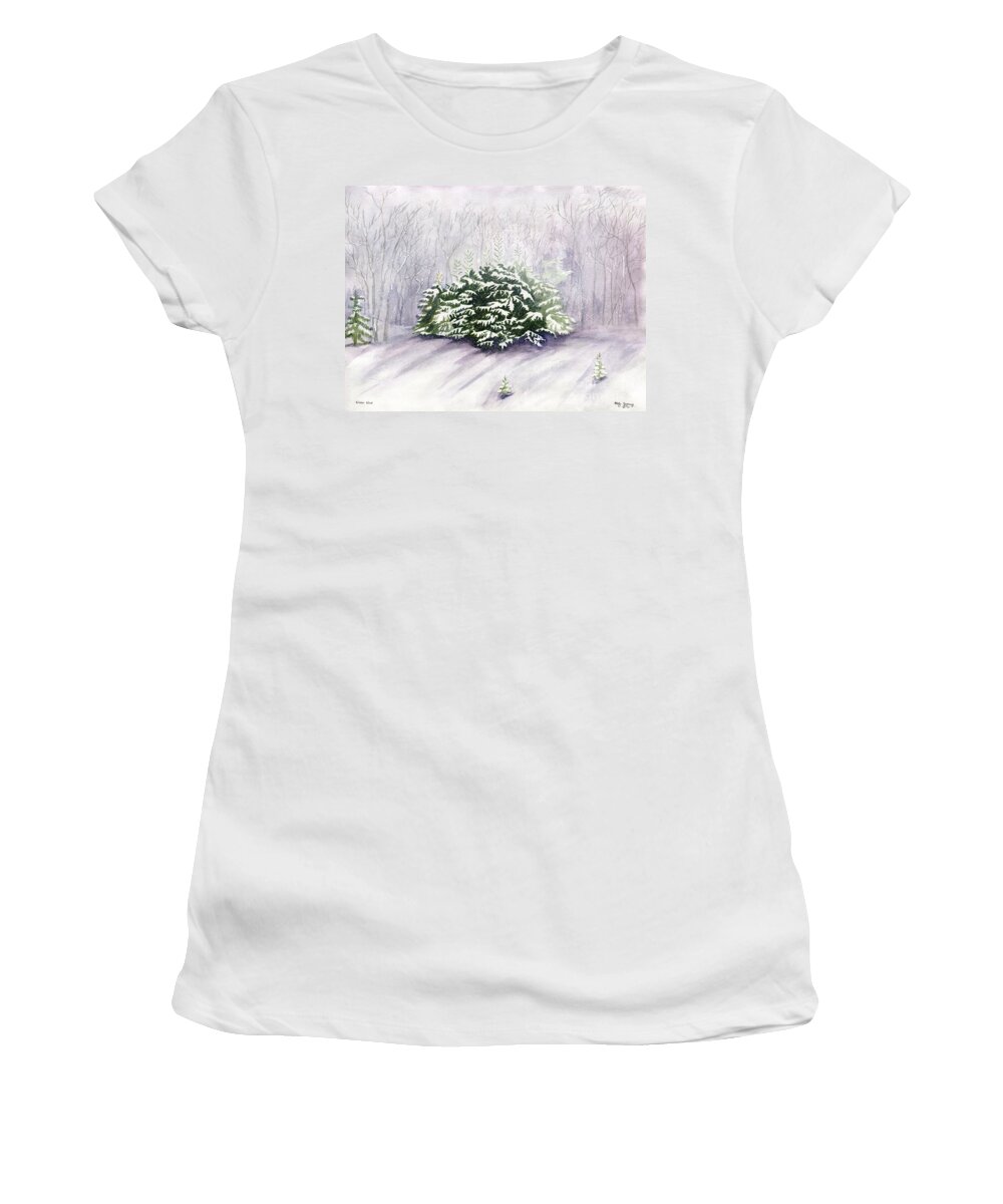 Winter Women's T-Shirt featuring the painting Winter Wind by Melly Terpening