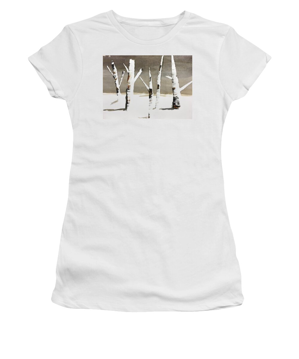 Winter Women's T-Shirt featuring the painting Winter Wood by Carole Johnson