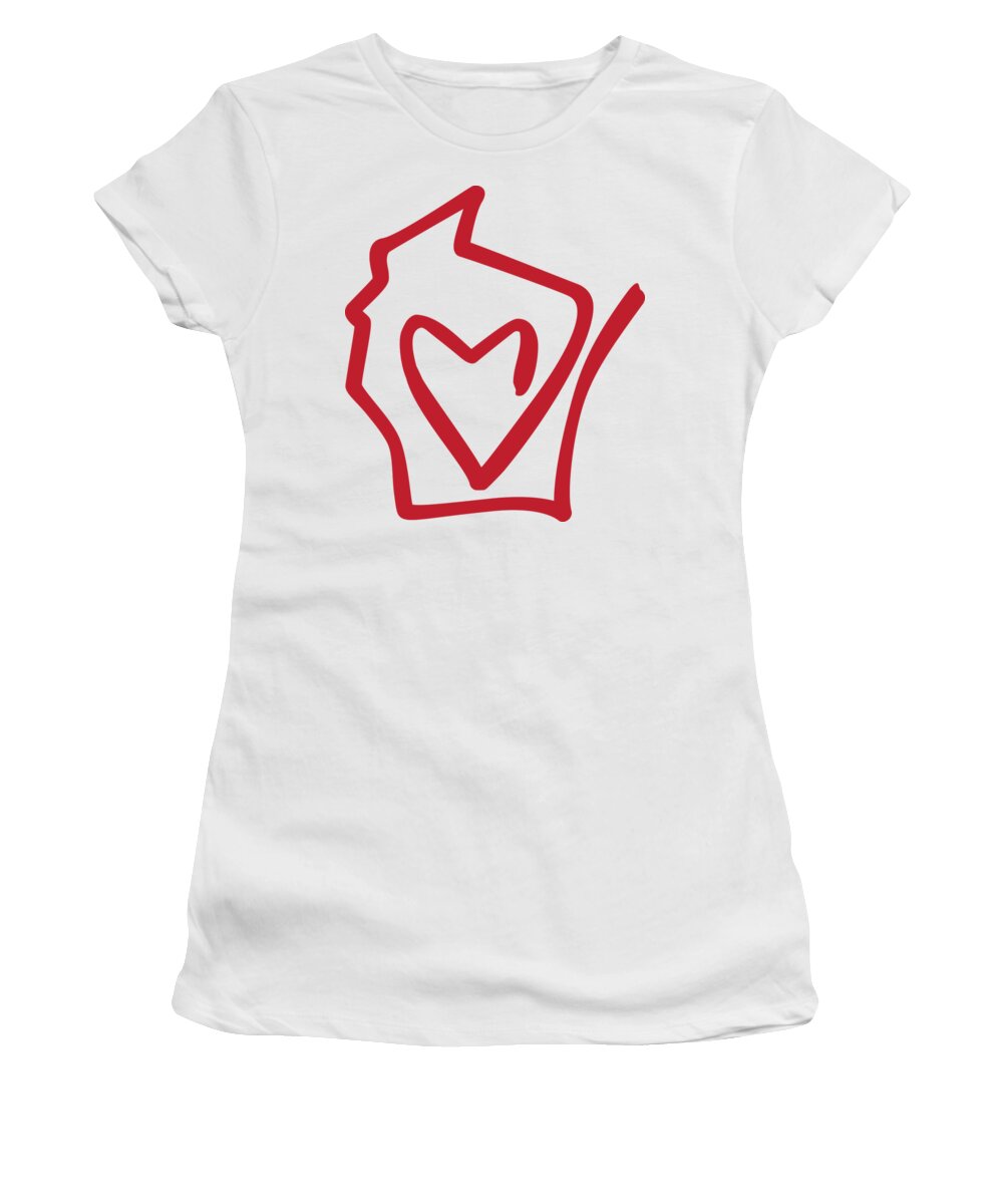 Wisconsin Women's T-Shirt featuring the digital art Wisconsin Love by Geoff Strehlow