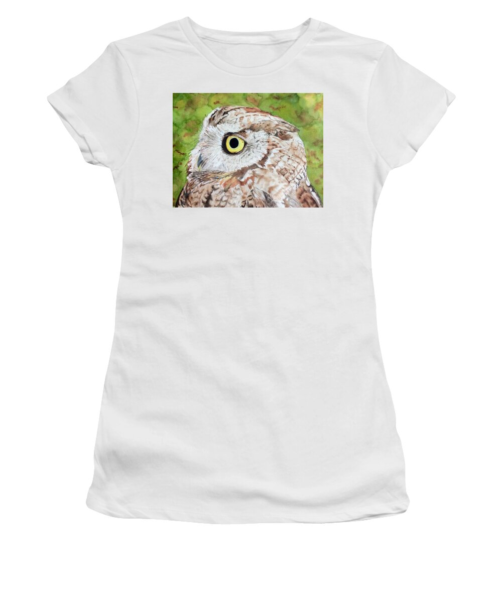 Owl Women's T-Shirt featuring the painting Wise Guy by Sonja Jones