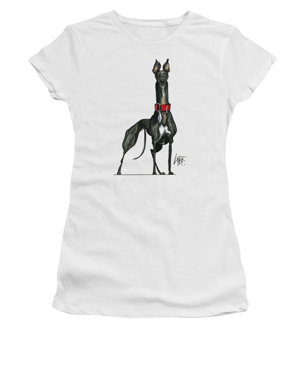 Greyhound Women's T-Shirt featuring the drawing Woerner 3596 by John LaFree