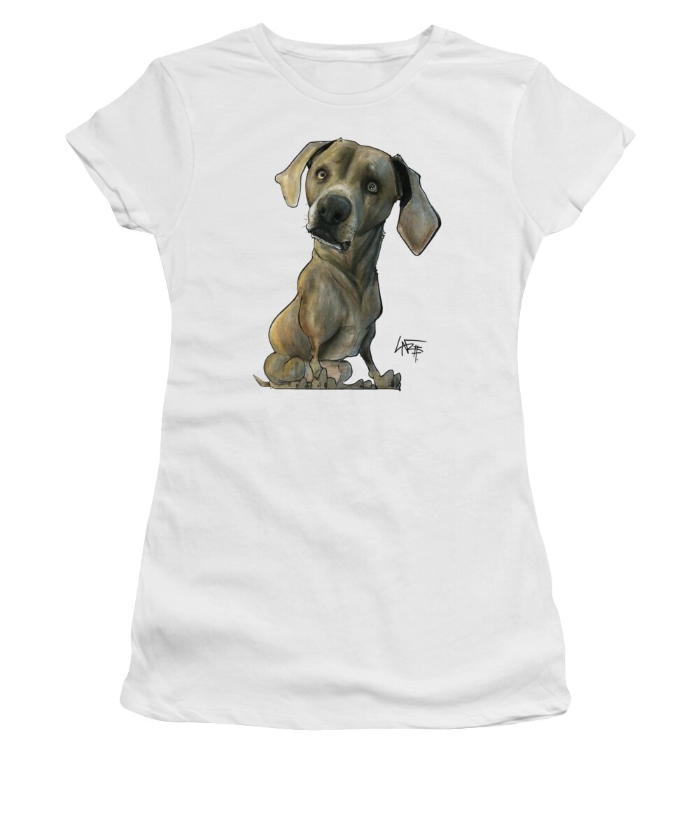 Pet Portrait Women's T-Shirt featuring the drawing Womack 3291 Cooper by Canine Caricatures By John LaFree