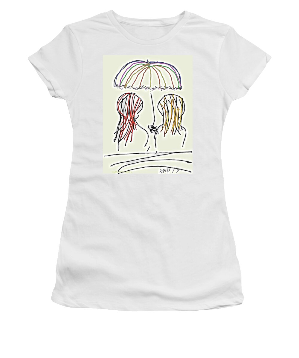 Sketch Women's T-Shirt featuring the digital art Women Hoping for Rain 2 by Kathy Barney