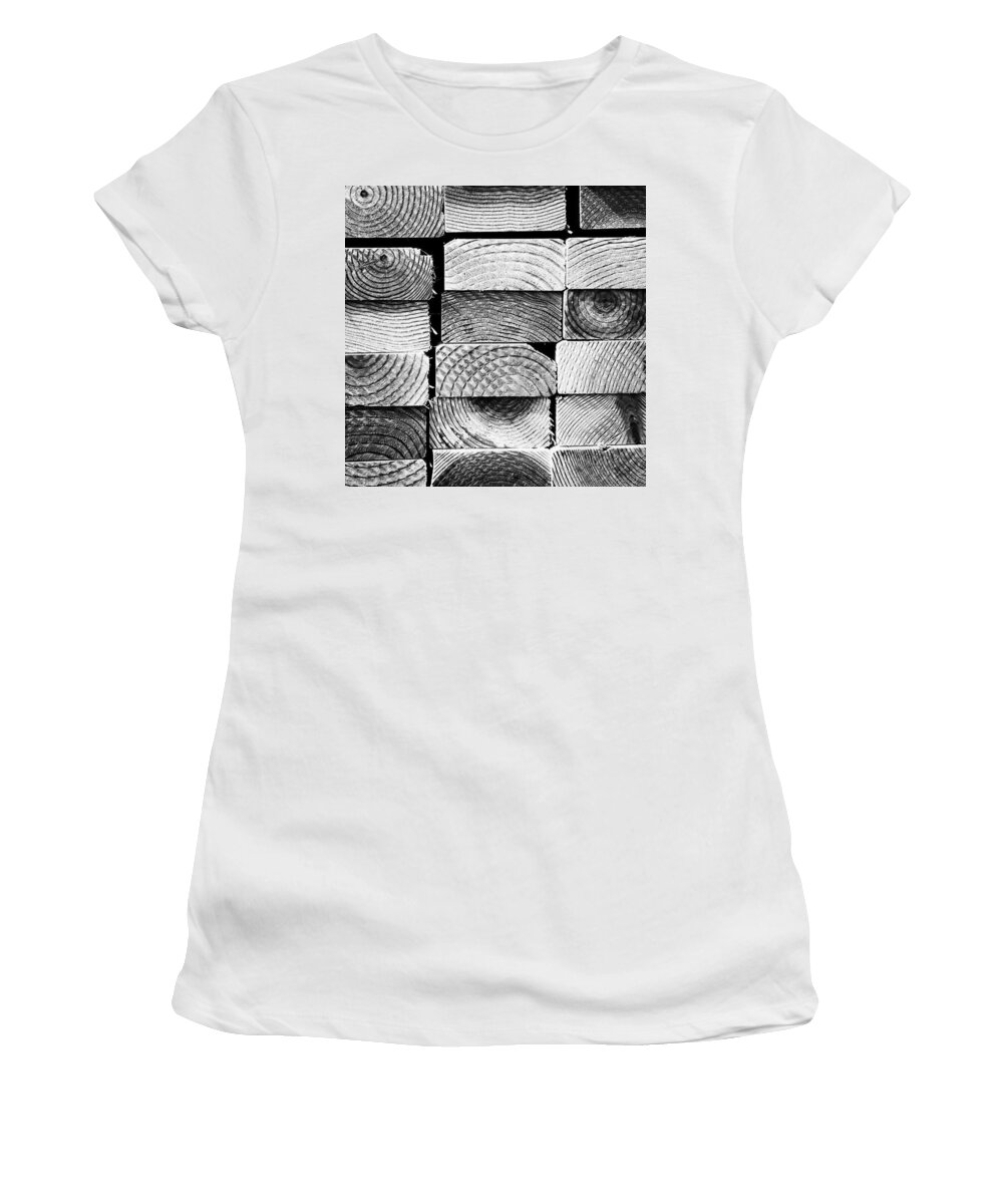 Simplicity Women's T-Shirt featuring the photograph Wood Ends. #abstract #pattern by Ginger Oppenheimer