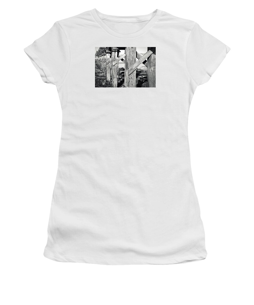Architectural Women's T-Shirt featuring the photograph Wooden walkway by Tom Gowanlock