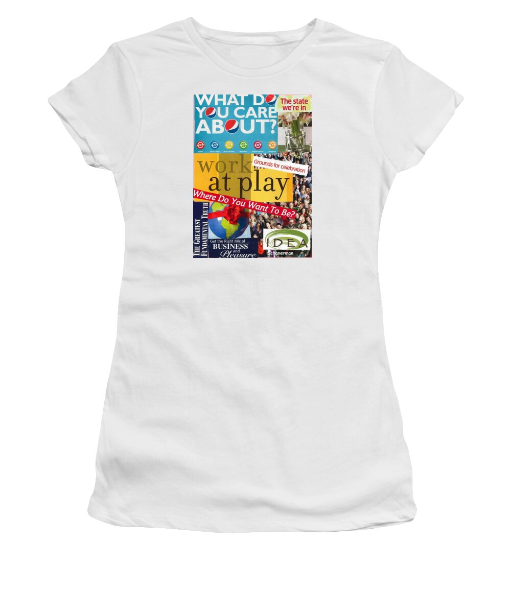 Collage Art Women's T-Shirt featuring the mixed media Work at Play by Susan Schanerman