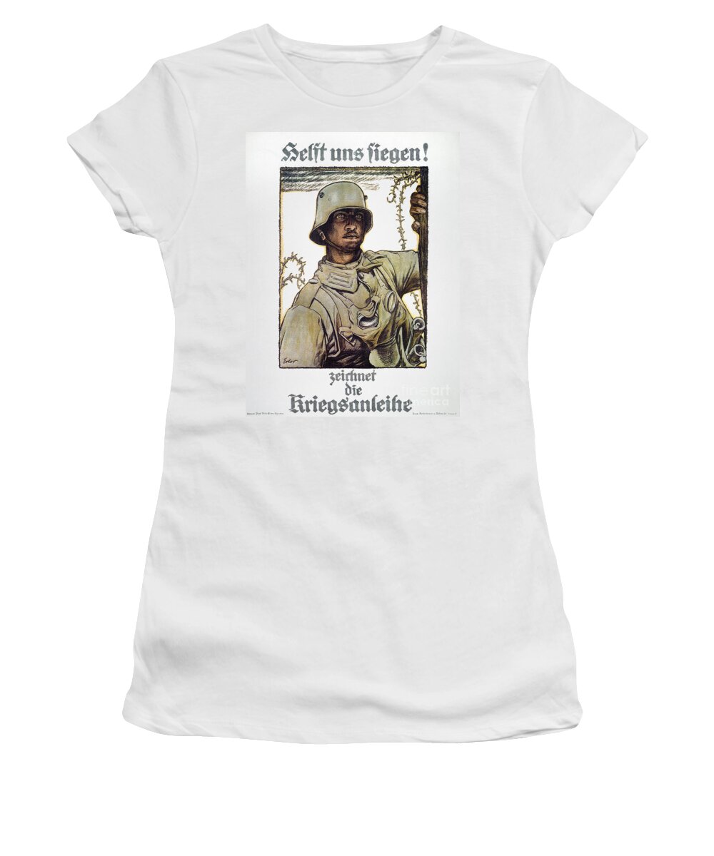  Women's T-Shirt featuring the painting World War I - German Poster by Fritz Erier