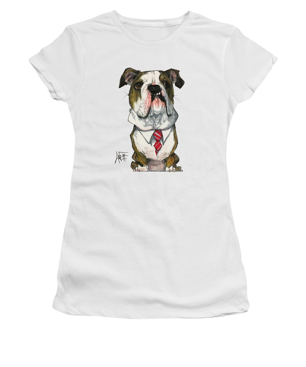 Pet Portrait Women's T-Shirt featuring the drawing Wright 7-1461 1 by Canine Caricatures By John LaFree