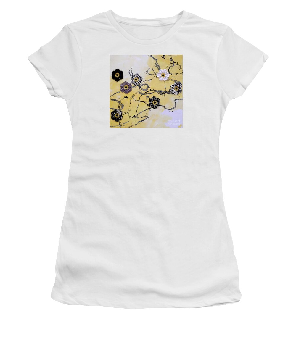 Yellow Chevron Women's T-Shirt featuring the painting Yellow N Yarn by Jilian Cramb - AMothersFineArt