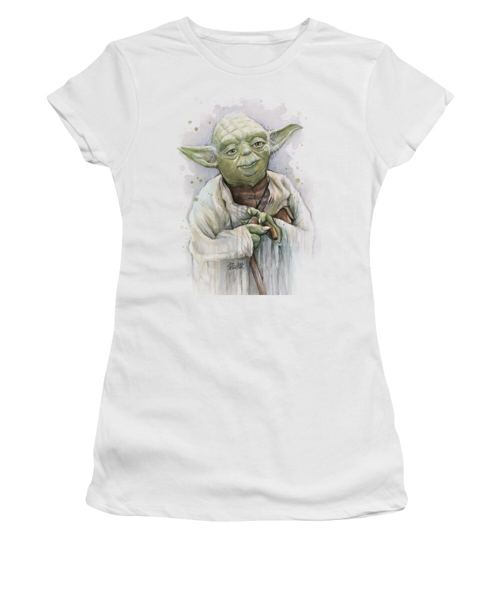 Yoda Women's T-Shirt featuring the painting Yoda by Olga Shvartsur