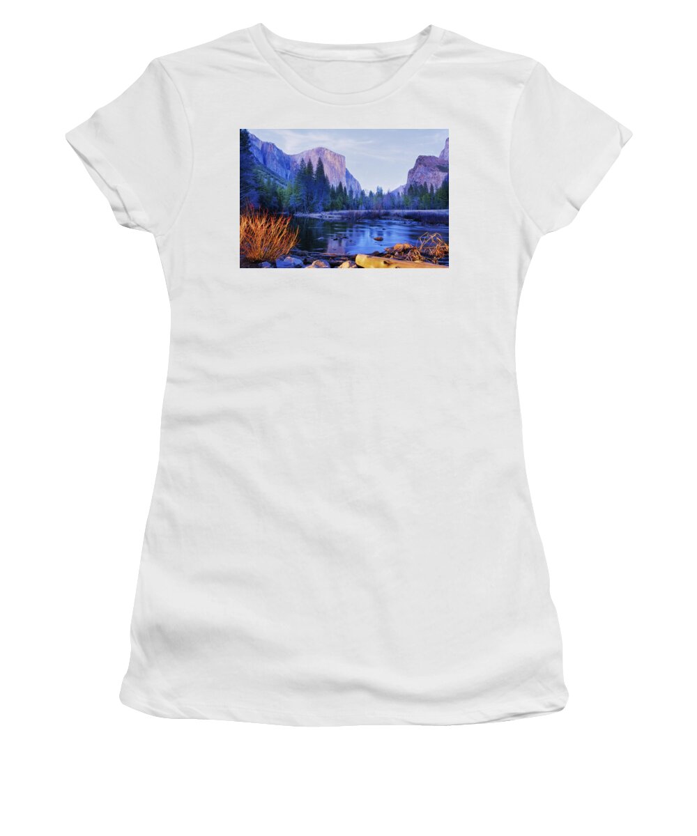 Yosemite Women's T-Shirt featuring the photograph Yosemite's El Capitan and Merced River by Doug Holck
