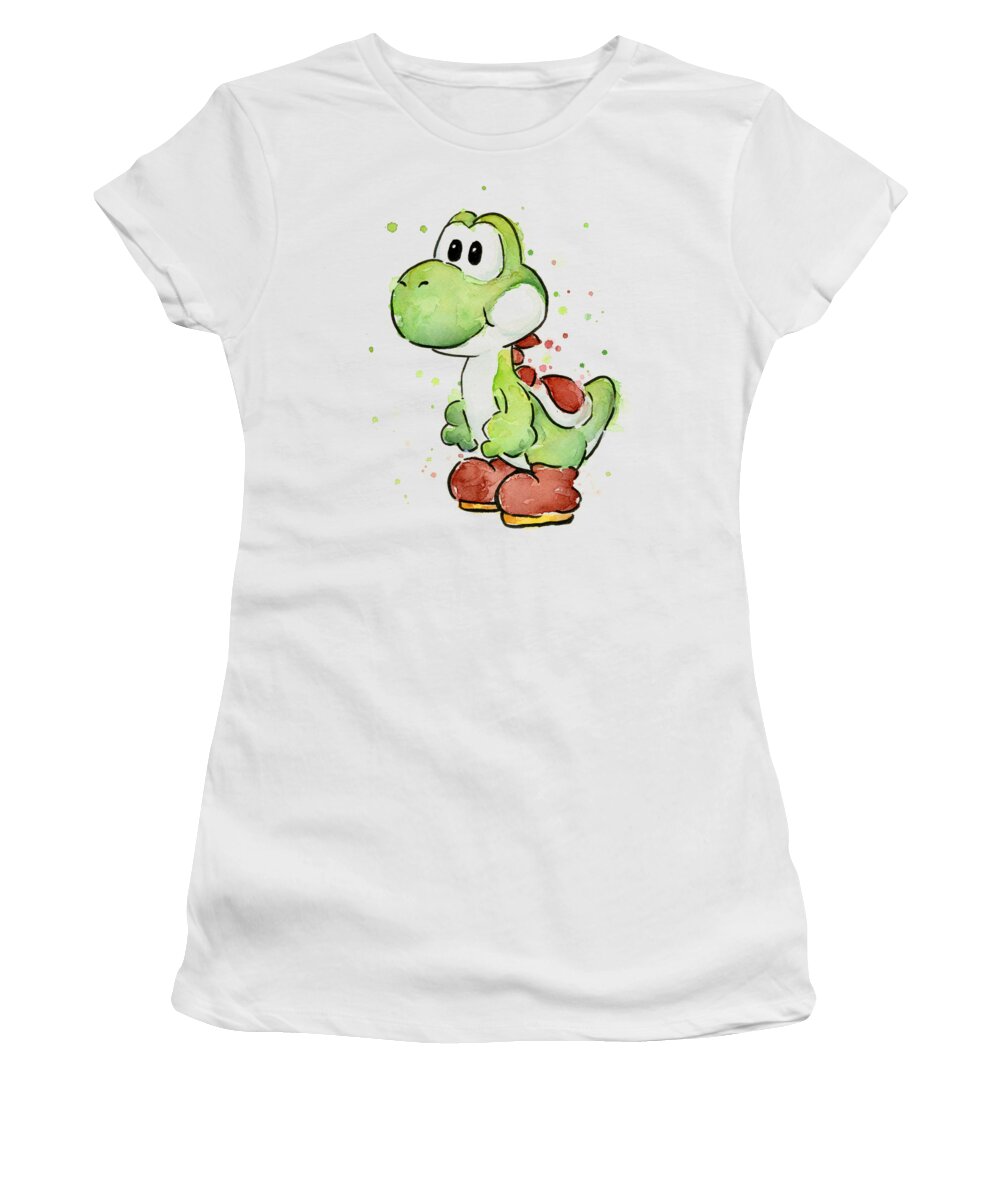 Watercolor Women's T-Shirt featuring the painting Yoshi Watercolor by Olga Shvartsur