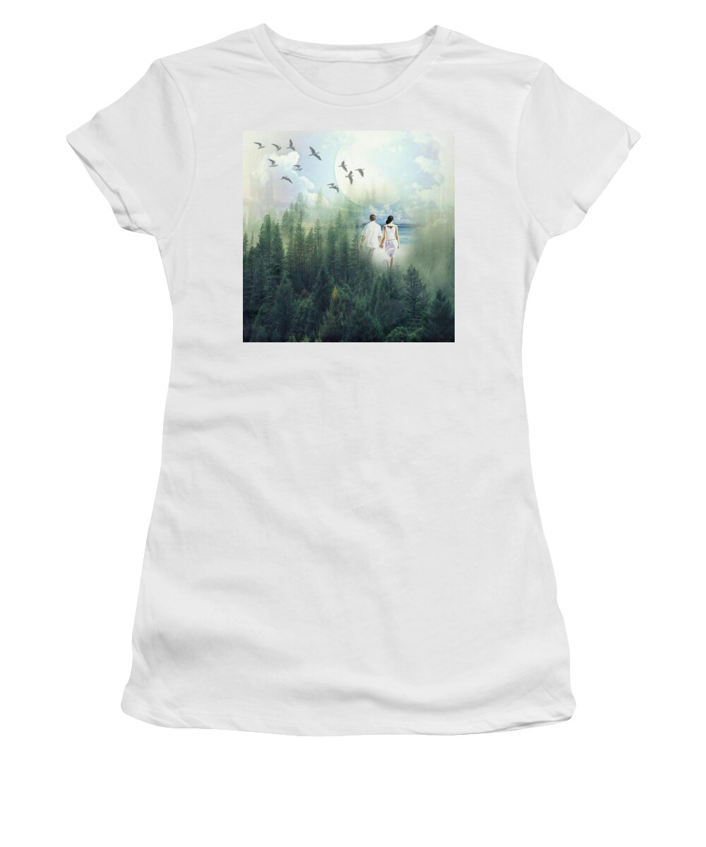 Love Women's T-Shirt featuring the mixed media You and I by Susanne Baumann