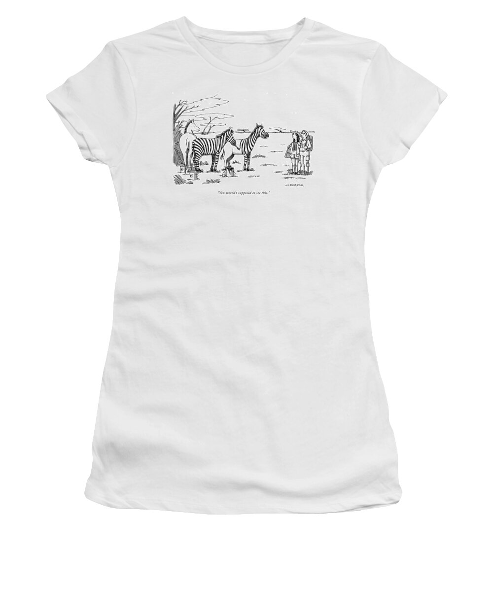 “you Weren’t Supposed To See This.” Women's T-Shirt featuring the drawing You were not supposed to see this by Joe Dator
