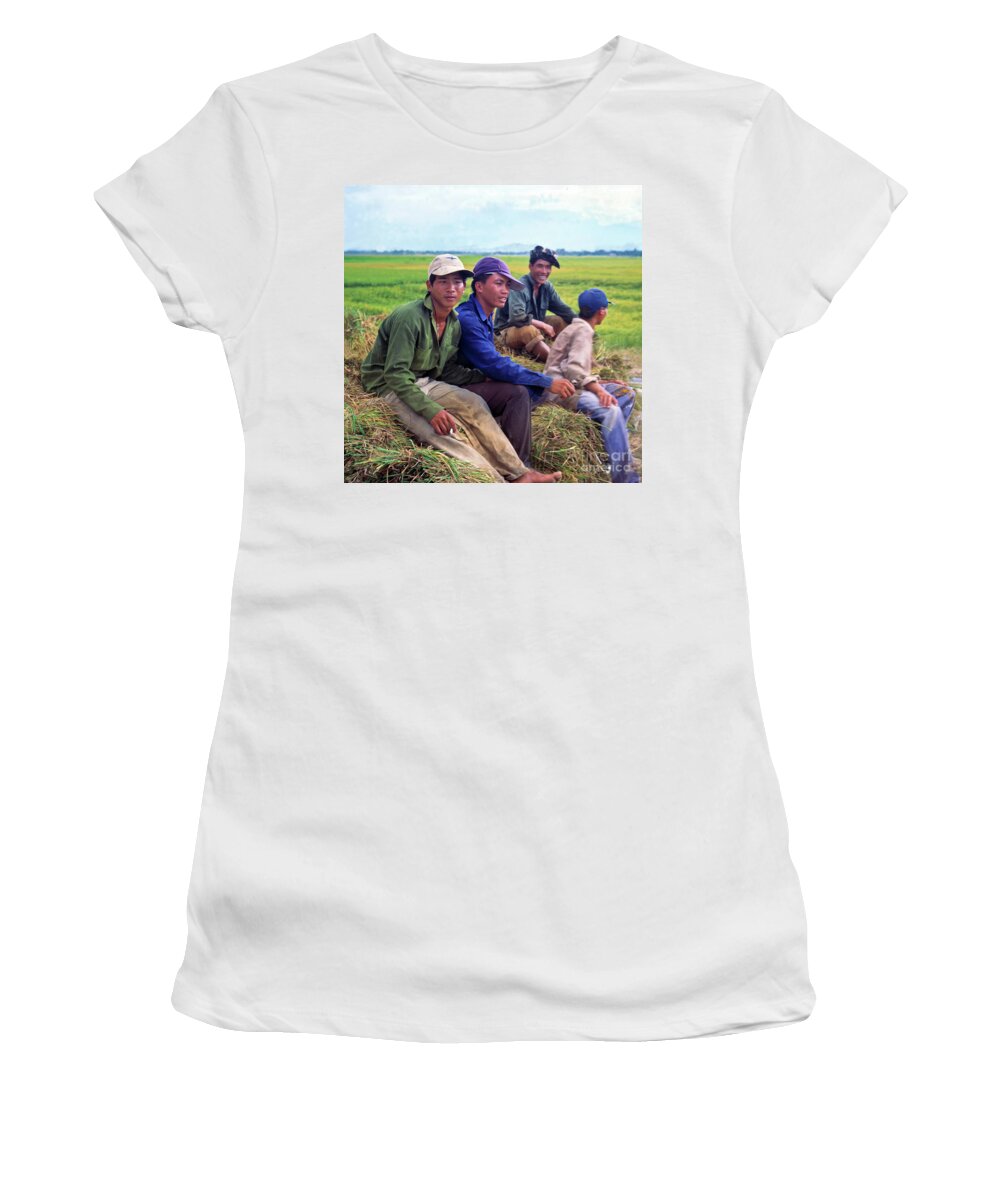 Young Rice Farmers Women's T-Shirt featuring the photograph Young Rice Farmers by Silva Wischeropp