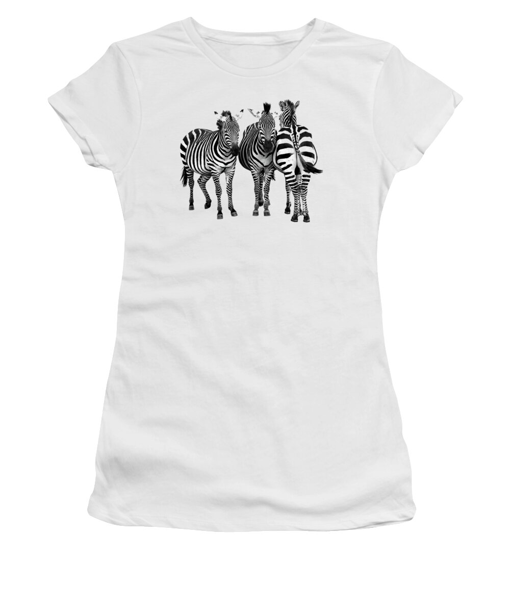 Africa Women's T-Shirt featuring the photograph Zebra - Three's A Crowd by Gill Billington