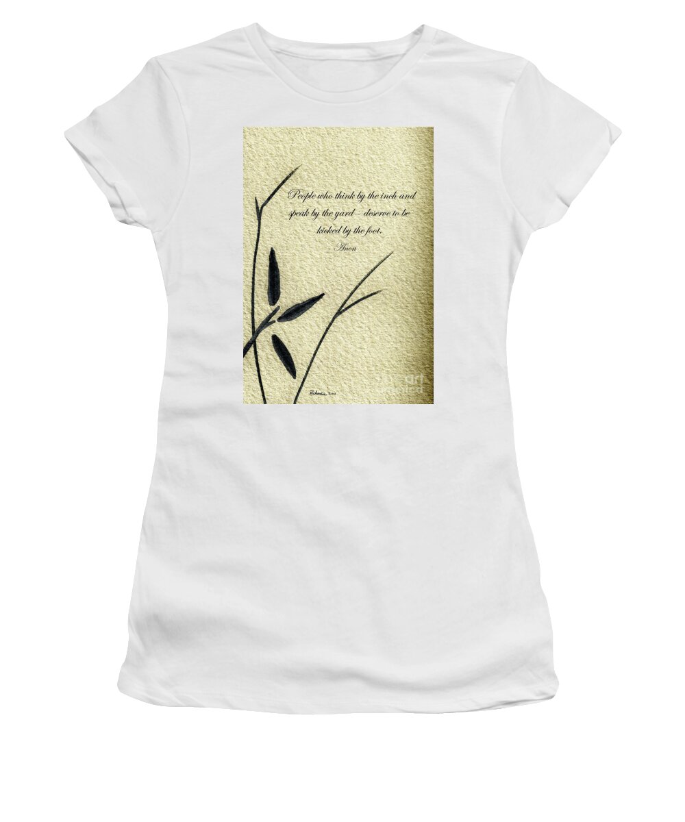 Abstract Women's T-Shirt featuring the mixed media Zen Sumi 4L Antique Motivational Flower Ink on Watercolor Paper by Ricardos by Ricardos Creations