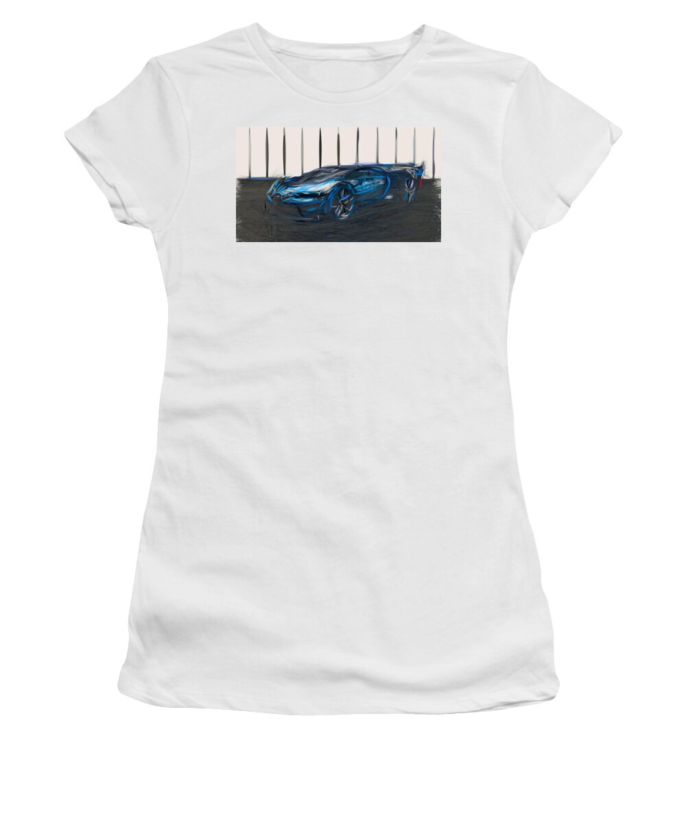 Bugatti Women's T-Shirt featuring the digital art Bugatti Vision Gran Turismo Drawing #2 by CarsToon Concept