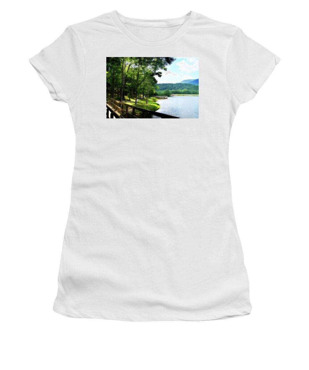 Photo Women's T-Shirt featuring the photograph Douthat Lake -1 #1 by Alan Hausenflock