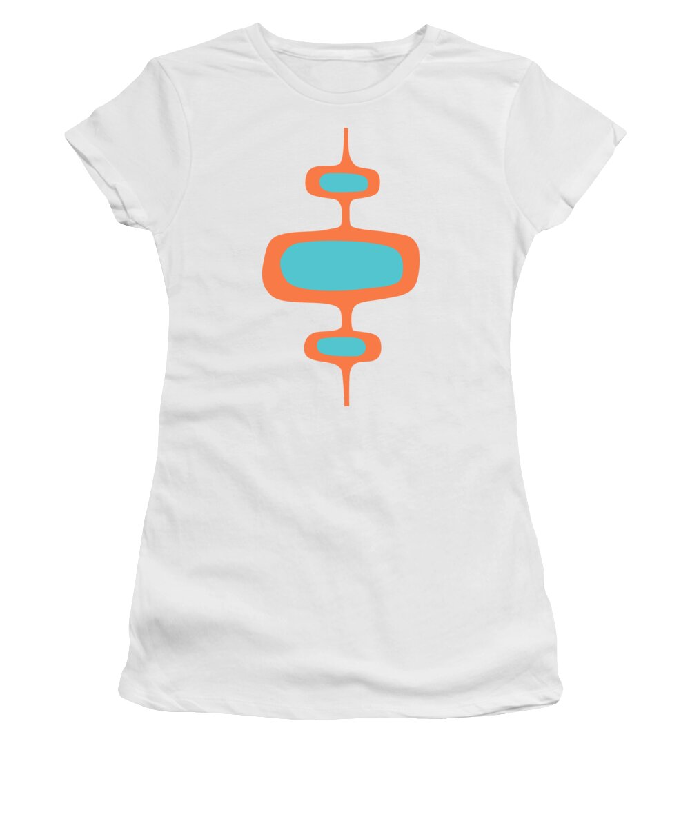 Mid Century Modern Women's T-Shirt featuring the digital art Mod Pod One in Turquoise and Orange by Donna Mibus