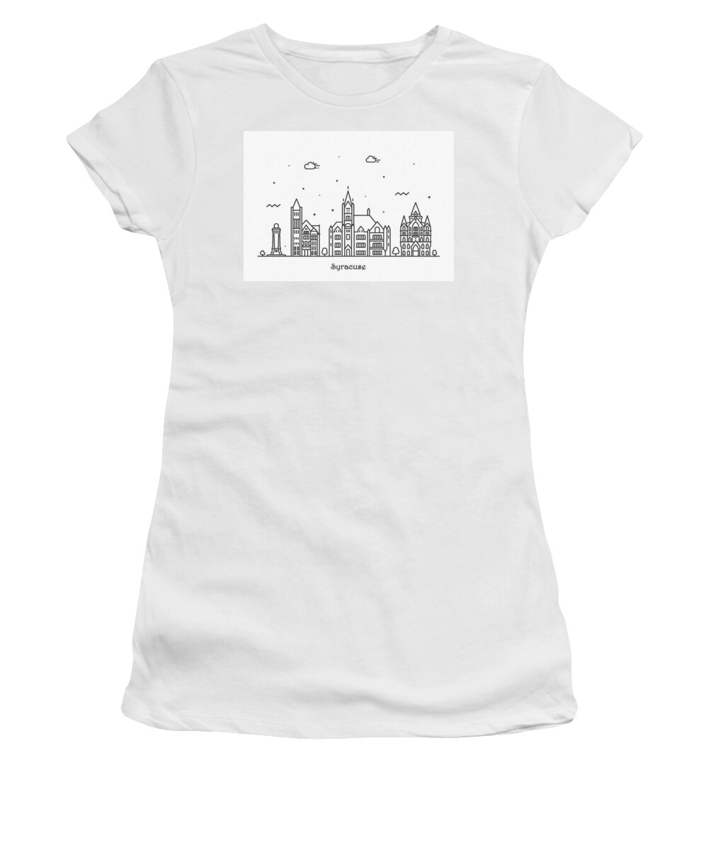Syracuse Women's T-Shirt featuring the drawing Syracuse, New York Cityscape Travel Poster by Inspirowl Design