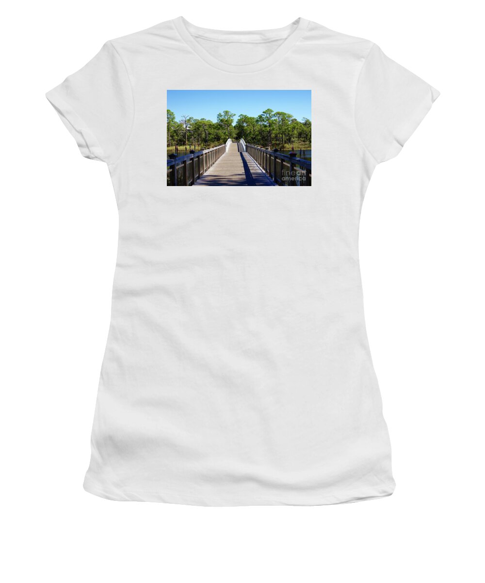 Watercolor Women's T-Shirt featuring the photograph Western Lake Bridge #1 by Megan Cohen