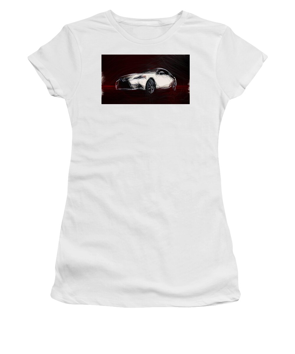 Lexus Women's T-Shirt featuring the digital art Lexus IS Drawing #15 by CarsToon Concept