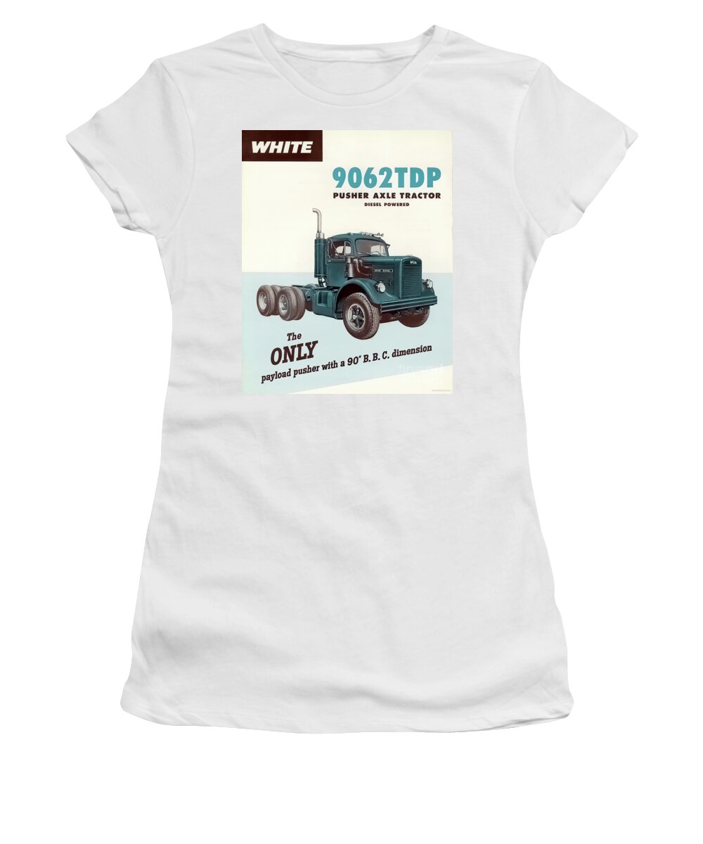 Vintage Women's T-Shirt featuring the mixed media 1950s White 9062tdp Truck Advertisement by Retrographs