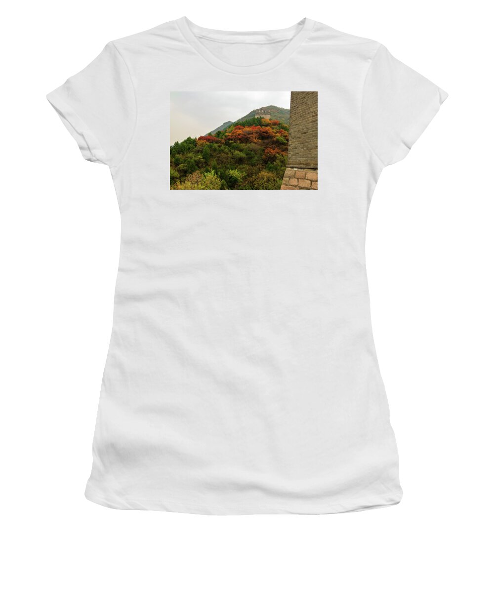 China Women's T-Shirt featuring the photograph Autumn, Great Wall of China #2 by Aashish Vaidya