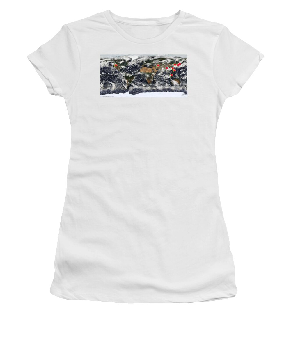Globe Women's T-Shirt featuring the painting Earth s Vital Signs #2 by Celestial Images