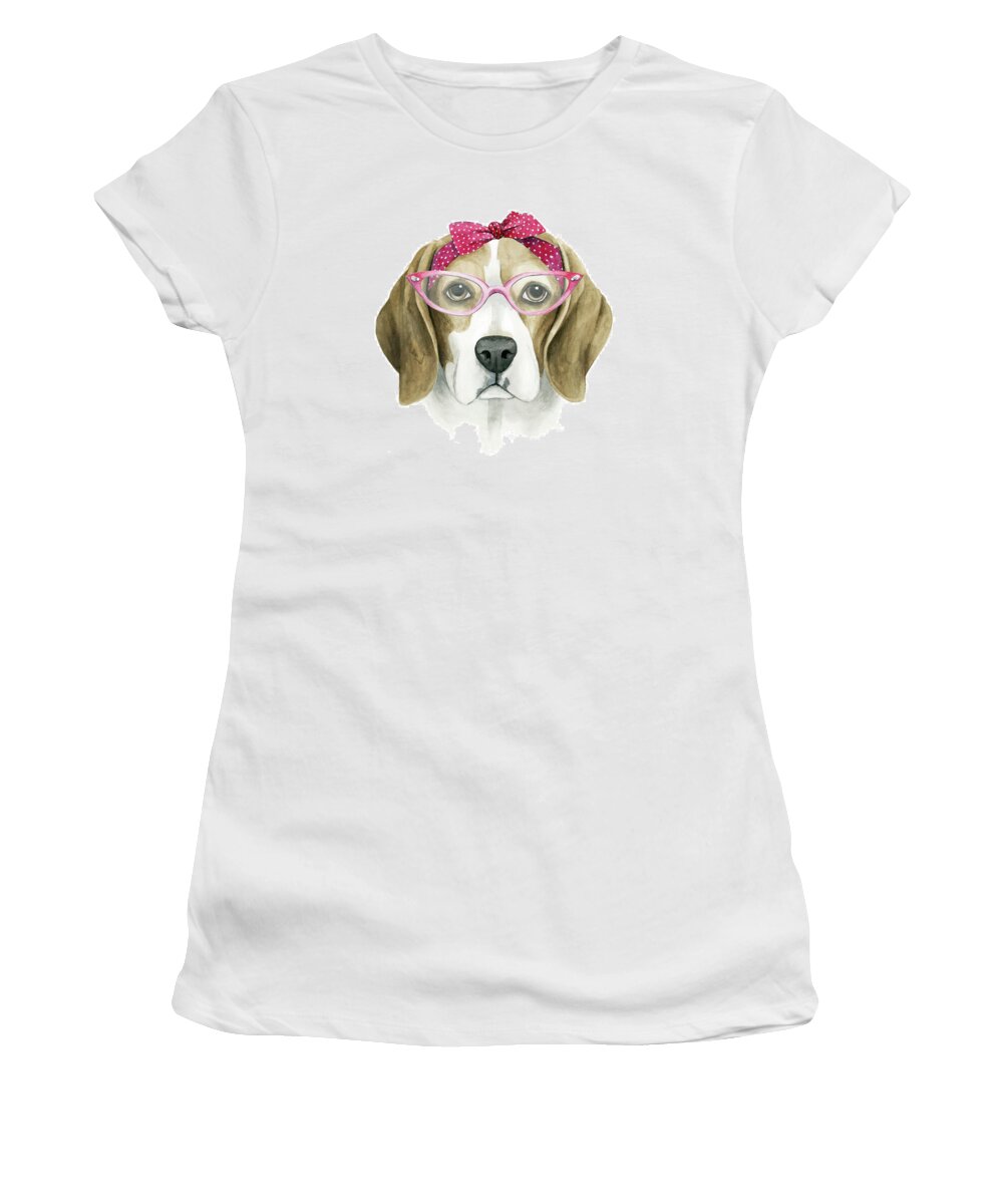 Pets. Pet Women's T-Shirt featuring the painting Vintage Pup I #2 by Grace Popp